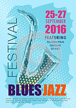Blues and jazz festival poster brochure and banner vector