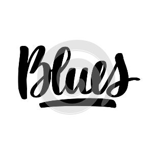 Blues lettering. Vector ink hand drawn design.