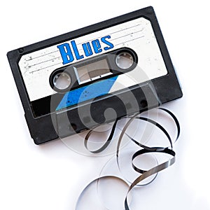 Blues musical genres audio tape label