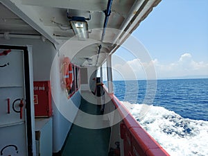 The blues of occian captured  from ship deck moving from  neil  iland to port blair day time