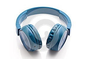 Bluetooth blue headphone on white background