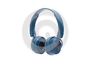 Bluetooth blue headphone on white background isolated