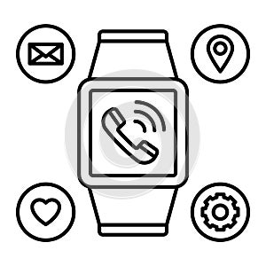 Bluetooth smartwatch Isolated Vector icon