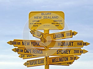 Bluff Signpost, New Zealand photo