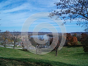 The bluffs on the West bank, Missouri River from Ft Leavenworth; point of passage to the Great Lakes