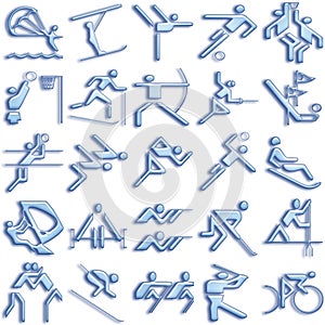 Bluish sports icon set