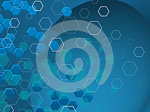 BLUISH TECH Hexagons in differnts shaphes OVER BLUISH bACKGROUND