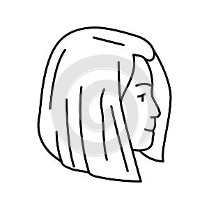blunt bob hairstyle line icon vector illustration