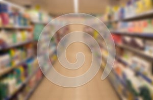 Blur abstract background of people shopping in super market ,products on shelves ,Supermarket with bokeh,customer