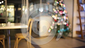 Blur background of decoration Christmas Tree, panning camera shot in HD