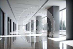 Blur background of empty entrance hall of modern public station or large convention center lobby