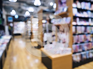 Blur Bookstore interior with Book shelf and display