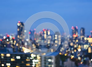 Blur City scape night scene skyline Building with lighting