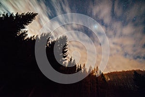 Blur of clouds in night sky