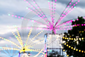 Blur decorative lights bokeh colorful for background, decorative string lights outdoor at night time