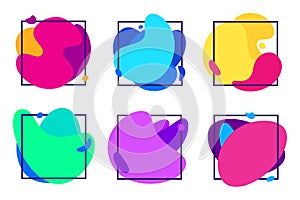 Blur gradients shapes. Organic fluid frame, futuristic colorful gradient liquid frames and blurred free form vector