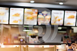 Blur image of fast food restaurant, use for defocused background