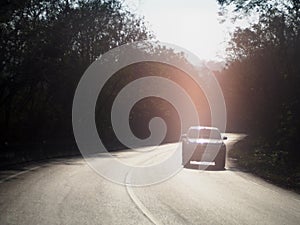 Blur lonely rural narrow country road in tropical lands