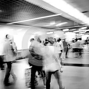 Blur passenger walk at subway