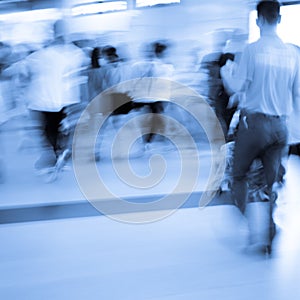 Blur passenger walk at subway