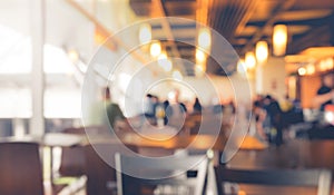 Blur people in cafe,restaurant with light bokeh background.