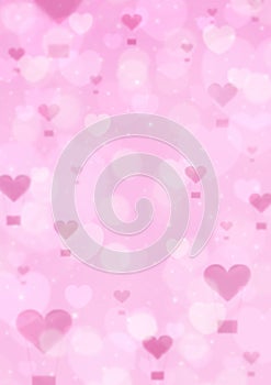 Blur pink heart air balloon on pink bokeh background, love concept