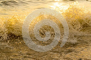 Blur of Powerful Waves crushing on the beach