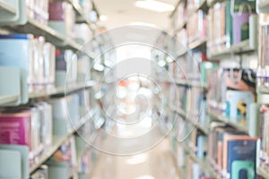 Blur school library or study room with book shelves for education background