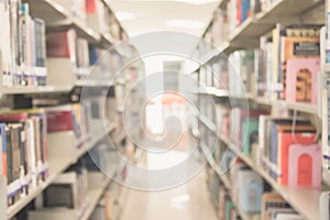 Blur school library or study room with book shelves for education background