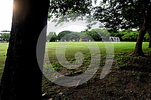 Blur soccer practice field