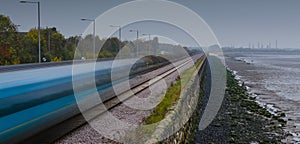 The blur of a speeding train