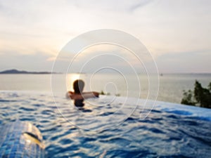 blur swimming pool, sea view background