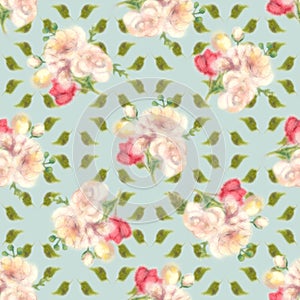 Blur water color spring flower, seamless pattern