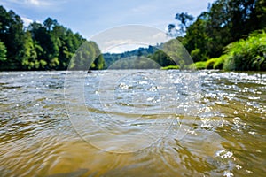 Blured nature background mountain river