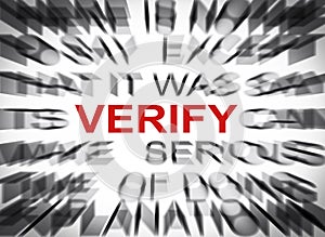 Blured text with focus on VERIFY