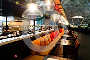Blurred abstract background of a coffee shop or cafe restaurant in Vnukovo Airport