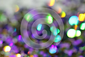 Blurred abstract creative background. Purple, pink and lilac background. Lens flare. Colorful bokeh light. Illuminated burst of m