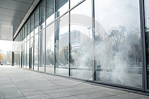 Blurred abstract grey glass wall photo