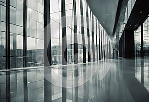 Blurred abstract grey glass wall building background. stock photo