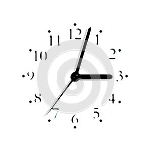 Blurred analogue clock face dial silhouette photo