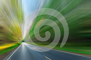 Blurred asphalt road blurred blue sky