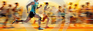 Blurred athletes of different summer sports, concept of Speed, created with Generative AI technology