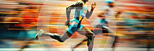 Blurred athletes at the summer olympics, concept of Action, created with Generative AI technology