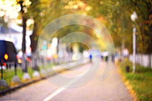 Blurred background autumn street in the city