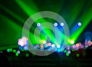 Blurred background : Bokeh lighting in concert with audience ,Music showbiz concept