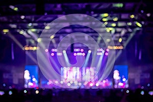 Blurred background : Bokeh lighting in concert with audience ,Music showbiz concept