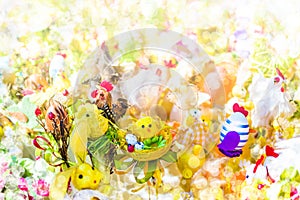 Blurred background Easter decorations