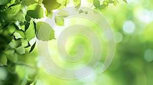 Blurred background of green leaves with bokeh effect,atmosphere of spring or summer wallpaper