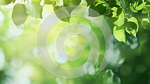 Blurred background of green leaves with bokeh effect,atmosphere of spring or summer wallpaper