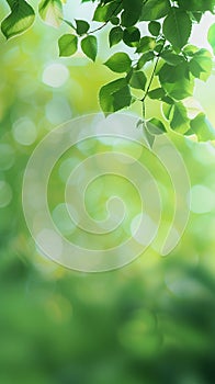 Blurred background of green leaves with bokeh effect,atmosphere of spring or summer wallpaper